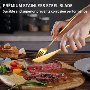 <span class=keywords><strong>Set</strong></span> di <span class=keywords><strong>posate</strong></span> in acciaio inossidabile dorato per ristorante, lavabile in lavastoviglie, cucchiaio e forchetta, in offerta speciale - Product Image 2