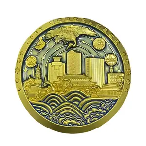 Logotipo personalizado de recuerdo promocional, monedas personalizadas de aleación de Zinc, Metal esmaltado, oro antiguo, desafío