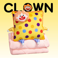 Couverture-oreiller Clown OEM - Couleurs et motifs personnalisables, oreiller et couette 2-en-1 personnalisés avec motif à pois pour cadeaux