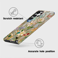 Casing ponsel Pc keras tahan guncangan, casing ponsel cetak Transfer panas motif bunga latar belakang ponsel untuk Samsung S22 Ultra S23 S24 S25 Edge