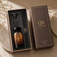 Diffuseur de parfum en verre rond de luxe avec logo personnalisé, 120 ml, flacon transparent pour la décoration de la maison, aromathérapie, diffuseur d'huiles essentielles