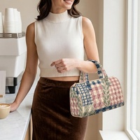 Sac à main brodé personnalisé avec imprimé Palaka hawaïen et motif floral Hibiscus des Fidji, idéal pour le shopping, les voyages et le quotidien