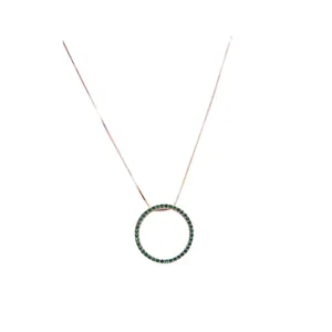 Made In Italy Wholesale Hand Made Jewelry 18k Gold Green Round Delicate Minimalist Necklace for Women