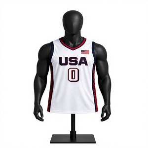 Maillot de basket-ball américain pour homme, blanc, col en V, sans manches, anti-humidité, coupe athlétique, impression sublimée, nom de l'équipe personnalisé - Product Image 1