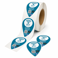 Etiquetas Adhesivas Impermeables Personalizadas en Forma de Lágrima - Etiquetas Promocionales con Código QR Color Verde Azulado para Dispositivos Inteligentes del Hogar y Embalaje de Productos