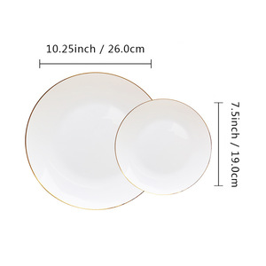 Langlebige PS-Essteller ohne Keramik mit Weiß-Gold-Rand, Leichtgewichtige Kunststoff-Servierplatten für Restaurants und Hotels, OEM-Unterstützung - Product Image 3