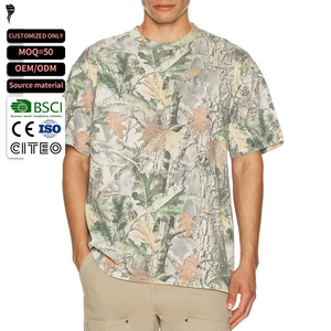 T-shirt camouflage surdimensionné personnalisé en coton épais pour homme – Vente en gros - Product Image 1