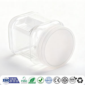 การติดฉลากขวดพลาสติกใส่อาหารทรงสี่เหลี่ยมขนาด350มล. ภาชนะเก็บของเปล่าใสสำหรับเก็บอาหารเกรดปิดผนึกได้ง่ายจับขวดน้ำสำหรับผลไม้ถั่ว - Product Image 3