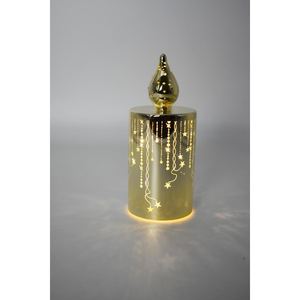 Bougie en verre doré avec 15 nano-LEDs à lumière chaude H. 16,5 cm - Product Image 1