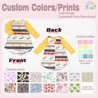 Robe Tunique Fille à Manches Raglan Longues, Imprimé Mixte, Ourlet Asymétrique, Col Rond, Boutons au Dos, Coupe Ample et Fluide, Robe de Jeu pour Enfants, Collection Automne, Style Boutique