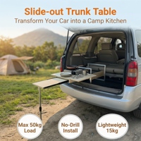 Table de coffre de voiture coulissante en bois de 18 mm pour camping en plein air, pique-nique, stand de vente mobile, poste de travail pour photographe