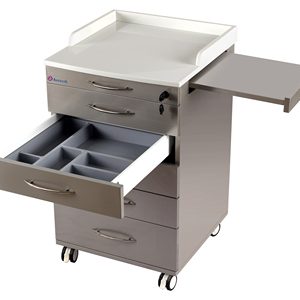 Armadietto Medico Mobile in Acciaio Inox con Ruote, Carrello Portaoggetti per Centro Estetico Dentistico - Product Image 4