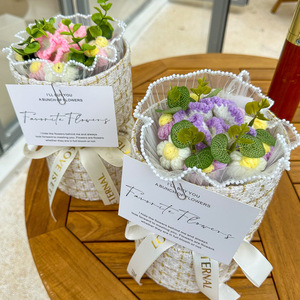 Fiori Artificiali Decorativi in Tessuto, Girasoli all'Uncinetto Fatti a Mano, Bouquet <span class=keywords><strong>Colorato</strong></span>, Composizione Floreale, Regalo per San Valentino - Product Image 4