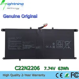 แบตเตอรี่แล็ปท็อป63Wh C22N2206 7.74V ของแท้สำหรับ <span class=keywords><strong>Asus</strong></span> <span class=keywords><strong>Zenbook</strong></span> S <span class=keywords><strong>13</strong></span> <span class=keywords><strong>OLED</strong></span> UX5304VA UX5304 0B200-04320000 - Product Image 1