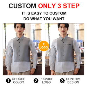 Chemises à manches longues pour serveurs de polo pour ouvriers de restaurants d'hôtel Chemises d'uniforme de serveur Chemise d'épissage grise - Product Image 4