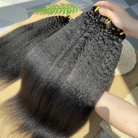 Rambut Manusia Yaki Straight Bundles Single Donor Virgin India, Kutikula Tersusun Rapi, Belum Diproses, Double Drawn, Raw Kinky Straight Bundles