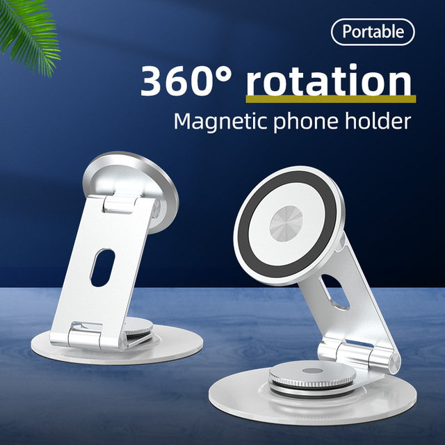Strong Magnetic Aluminum Phone Tablet Stand Rotatable Adjustable Foldable Desktop Mount