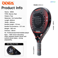 Raquette de padel Odea de style cage, cadre en fibre de carbone, panneau en tissu carbone 1K, 380g, 26cm, pour compétition professionnelle et entraînement.