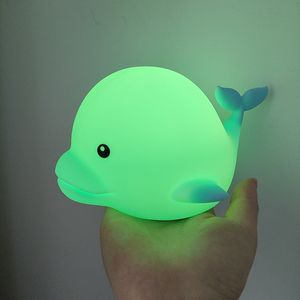 Luz nocturna LED de silicona para habitación infantil, decoración del hogar, recargable por USB, suave al tacto, con forma de delfín, para niños. - Product Image 5