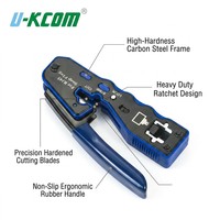Herramienta de crimpado y corte de cables de red Ethernet RJ45 8P8C Cat5e Cat6 RJ45 de fábrica al por mayor para RJ11 RJ12