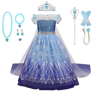 Платье для косплея принцессы Анны и Эльзы для девочек, костюм королевы и Эльзы на Рождество и Хэллоуин, вечернее платье для девочек