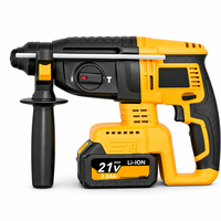 Marteau perforateur rotatif sans fil 3-en-1 21V à batterie lithium sans balais, perceuse à percussion et marteau de démolition 2.0J pour bricolage