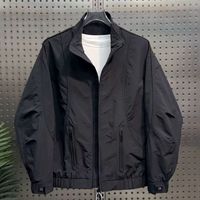 Chaqueta Casual de Cuello Alto en Color Sólido para Hombre, Primavera 2026, Estilo Moderno, Minimalista, Versátil, Estilo Bad Boy, Corte Ajustado
