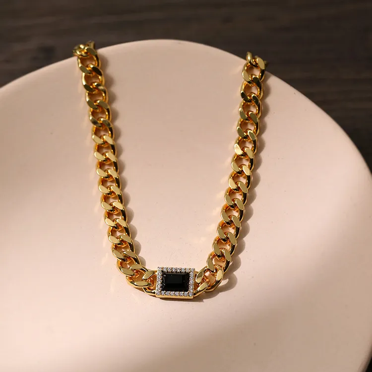 Модное ожерелье Aimgal из квадратной шпинели, персонализированная простая цепочка до ключиц, модная металлическая цепочка A1