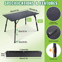 Table de camping pliable au design moderne, sans assemblage, en aluminium, imperméable, hauteur réglable à l'infini, sac de transport pour l'extérieur