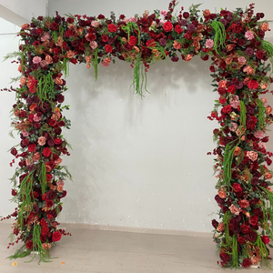 Arche de <span class=keywords><strong>roses</strong></span> rouges vintage, support de fleurs artificielles de luxe, cadre pour décoration de fond de mariage et de fête, accessoire floral artificiel durable - Product Image 4