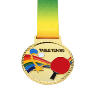 Nouvelles médailles de sport de tennis de table en métal doré de forme ronde médailles de compétition et de jeux personnalisées médailles de prix de ping-pong