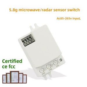 Interruptor de Inducción por <span class=keywords><strong>Radar</strong></span> de Microondas Pequeño para Detección de Cuerpos Humanos en Pasillos y Vehículos, Alcance de 1.5-15m, Protección Contra el Sol y el Frío - Product Image 1