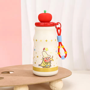 Cute Funny Apple Lid Stainless Steel Vacuum <b>Cup</b> 6-12 Hours Thermal Insulation Student Kids Straw Outdoor Lanyard Portable Water - Product Image 5