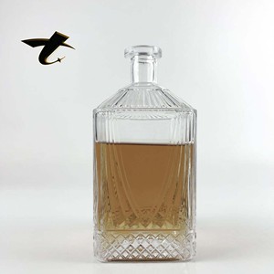 Botella de Licor Vacía de Color Blanco, Estilo Antiguo, Base Profunda, para Whisky, Vodka, Brandy, con Corcho Suave - Product Image 2