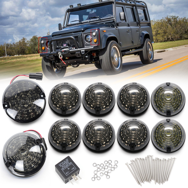 10PCS LED Upgrade Kit Front Rear signal Lamp for Land Rover Defender 90 110 Fog Brake Stop Strobe Lights Position Blinker