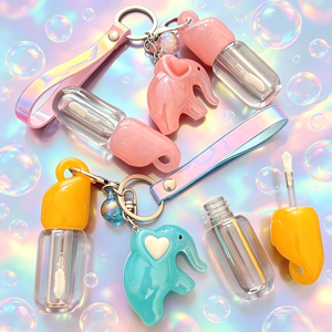 ISMAN Flacon de brillant à lèvres personnalisé en forme d'éléphant, 2,5 ml, en plastique, vide, avec pendentif porte-clés, pour enfants, <span class=keywords><strong>tube</strong></span> d'emballage pour maquillage et teinte à lèvres - Product Image 1