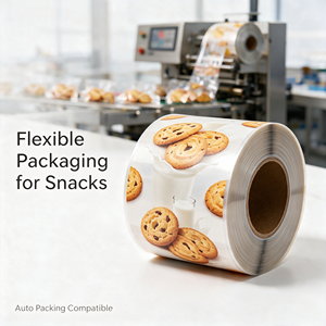 Rollo de Película de Embalaje de Grado Alimenticio, Rollo de Plástico Laminado Impreso para Uso en Panadería, Galletas, Dulces y Pan - Product Image 5