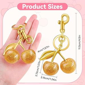 메탈 소량 주문 가능 체리 가방 참 귀여운 키체인 딸기 핸드백 참 발렌타인 어머니의 날 선물 빠른 배송 - Product Image 2