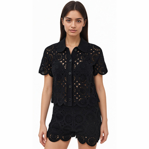 Ensemble en coton tricoté léger pour <span class=keywords><strong>femme</strong></span>, doux, respirant, élégant, décontracté, deux pièces, tenue d'été, faible MOQ, fabrication sur mesure - Product Image 3