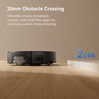 Robot nettoyeur avec navigation laser intégrée, fonction de nettoyage humide et sec, serpillière à rouleaux et brosse latérale, double extension