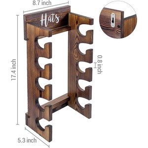 Rustik katı ahşap duvara monte beyzbol şapkası organizatör vitrin rafı ahşap şapka tutucu raf asılı kanca - Product Image 6
