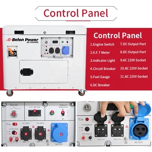 Générateur d'électricité portable à essence 5kva 6kva 8kva 10kva 12kva, tout en cuivre, refroidi par air, super silencieux, pour la maison, 50/60hz - Product Image 3