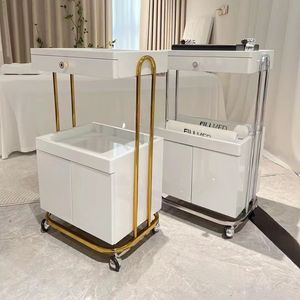 Rolling Iron Salon <b>Trolley</b> 4-Wheel Luxury Design <b>Tool</b> Cart Manicure Modern Organizer Living Room & Bathroom Furniture - Product Image 2