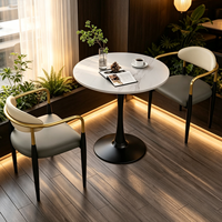 Ensemble table et chaises de conférence en dalles de pierre, style nordique, luxe abordable, petite table ronde pour salons de thé tendance et compactes
