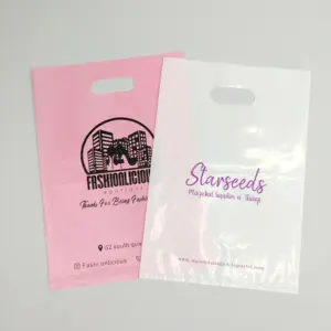 Cheap wholesale customized HDPE Shopping Packaging Thank You Die Cut Handle T-shirt Plastic Bag