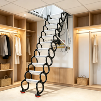 Échelle de grenier électrique télescopique pliante en acier, design invisible, portée maximale 3,2 m, escalier de loft dissimulé pour villa