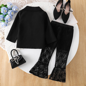 Set di Abbigliamento per Ragazze Autunno 2026: <span class=keywords><strong>Blazer</strong></span> Rosso + Pantaloni a Zampa in Pizzo, Completo a Maniche Lunghe 2 Pezzi <span class=keywords><strong>Bianco</strong></span> e Rosso - Product Image 6