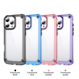 Coques de téléphone avec coins renforcés, protection contre les chocs, coque arrière souple en TPU + acrylique, magnétique, semi-transparente, couleur pure pour - Product Image 4