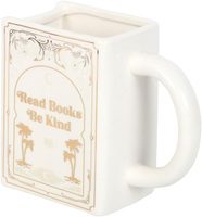 Tasse en céramique en forme de livre avec décoration littéraire « Lisez des livres, soyez gentil », tasse à café et à thé en céramique blanche en forme de livre
