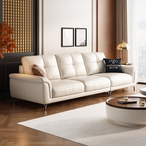 Divano a Tre Posti in Vera Pelle, Set di Divani <span class=keywords><strong>Moderni</strong></span> Italiani, Colore Marrone, Set Completo per <span class=keywords><strong>Soggiorno</strong></span> - Product Image 3